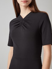 LK Bennett Black Tuck Front Lila Short Sleeve Dress - Image 3 of 3