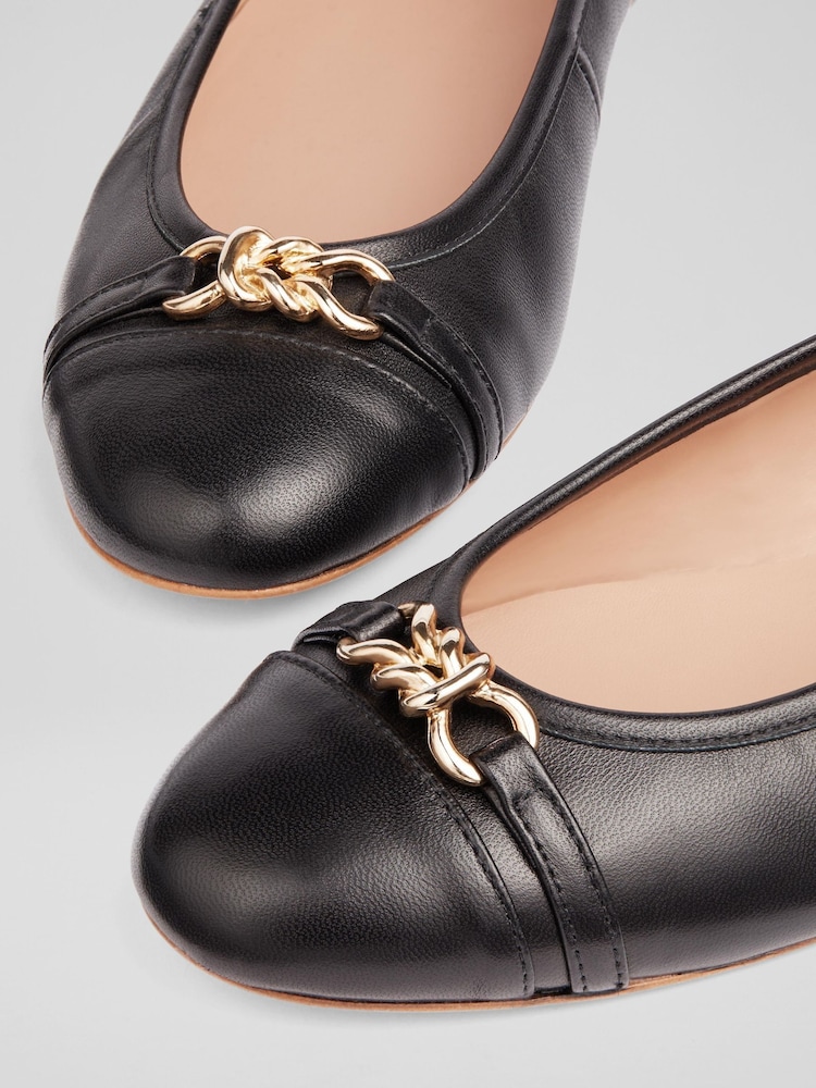 LK Bennett Black Twist Trim Brielle Ballerina Flats - Image 4 of 4