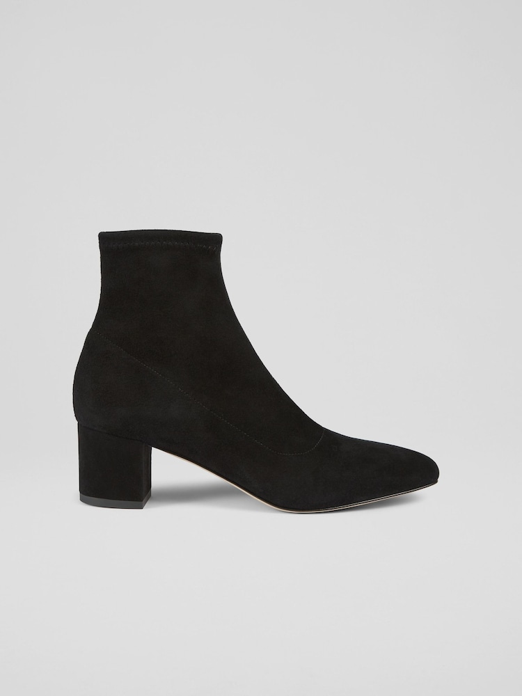 LK Bennett Black Grove Low Block Stretch Ankle Boots - Image 1 of 3