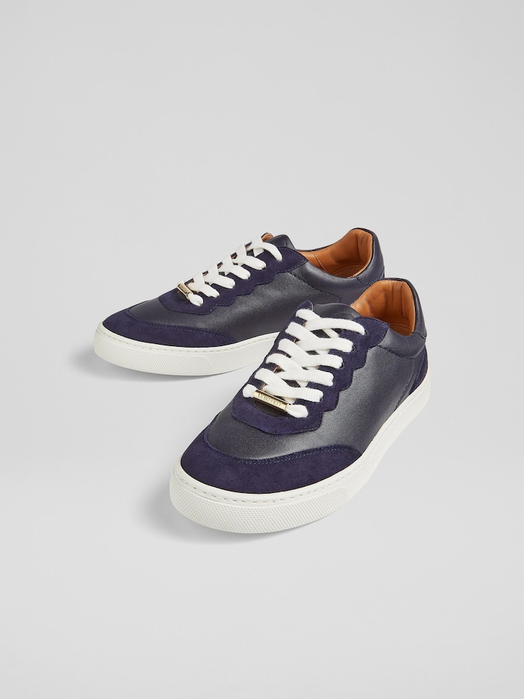 LK Bennett Blue Midnight Slim Sole Runner Trainers - Image 2 of 4