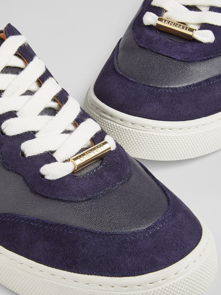 LK Bennett Blue Midnight Slim Sole Runner Trainers - Image 4 of 4