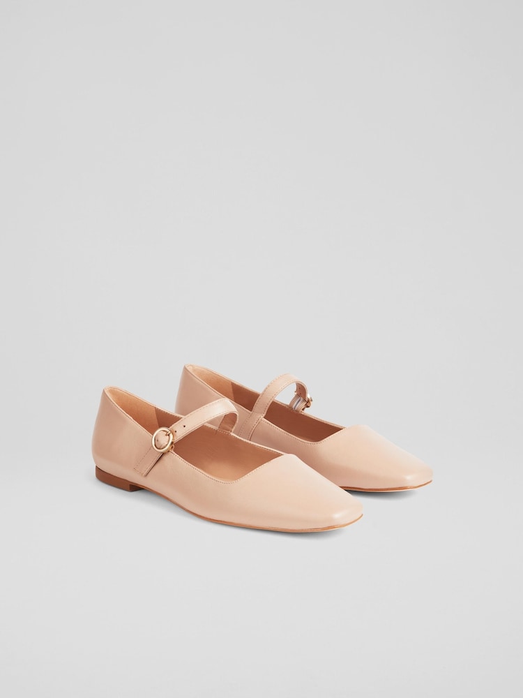 LK Bennett Natural Willow Fawn Mary Jane Flats - Image 2 of 4