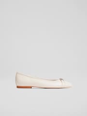 LK Bennett Ecru Cream Brielle Twist Trim Ballerina Flats - Image 1 of 4