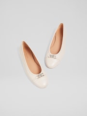 LK Bennett Ecru Cream Brielle Twist Trim Ballerina Flats - Image 2 of 4