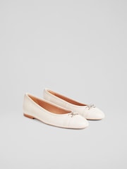 LK Bennett Ecru Cream Brielle Twist Trim Ballerina Flats - Image 3 of 4