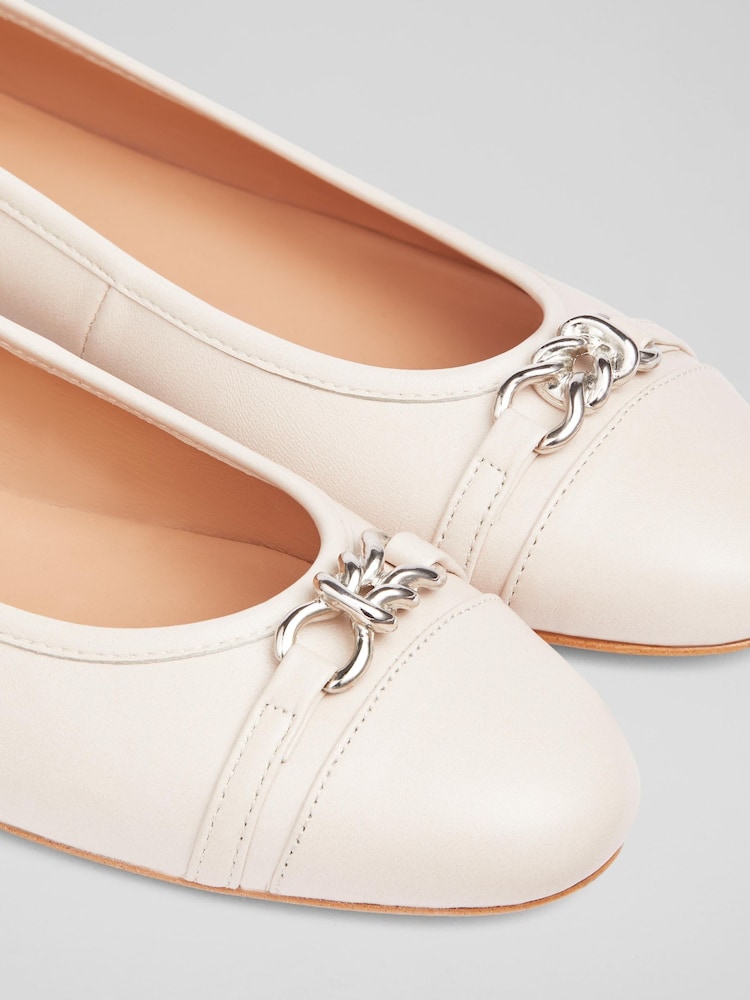 LK Bennett Ecru Cream Brielle Twist Trim Ballerina Flats - Image 4 of 4