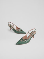LK Bennett Green Jade Caprice Multi Strap Open Court Shoes - Image 3 of 4