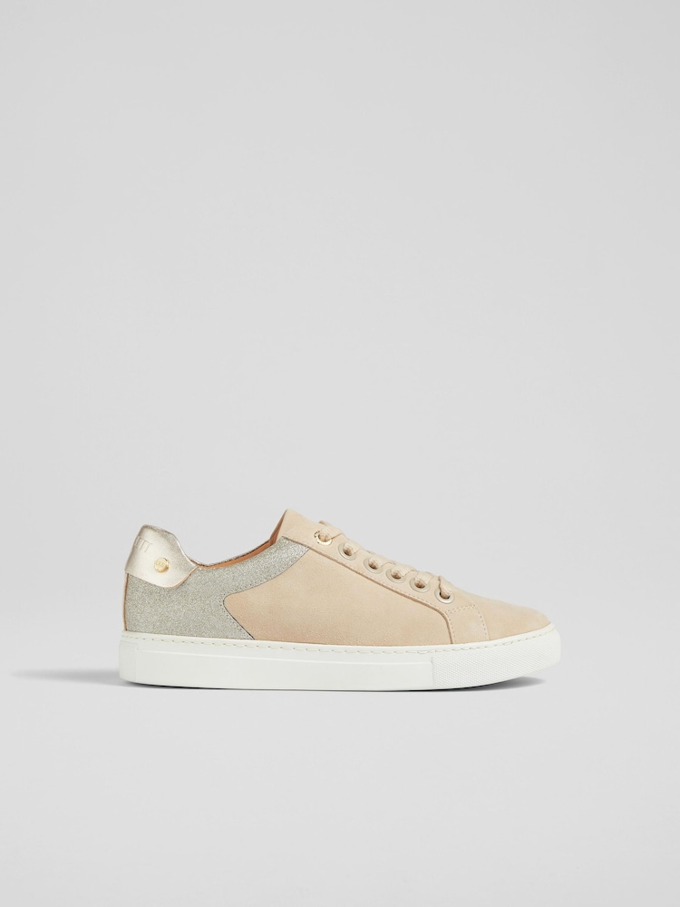 LK Bennett Natural/Gold Signature Trench Classic Stud Trainers - Image 1 of 4