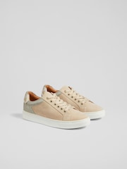 LK Bennett Natural/Gold Signature Trench Classic Stud Trainers - Image 3 of 4