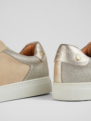 LK Bennett Natural/Gold Signature Trench Classic Stud Trainers - Image 4 of 4