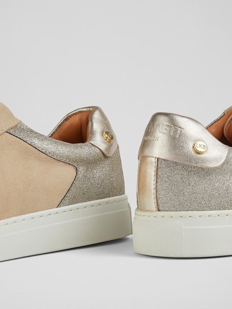 LK Bennett Natural/Gold Signature Trench Classic Stud Trainers - Image 4 of 4