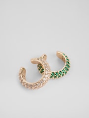 LK Bennett Gold Tone Ada Multicoloured Ear Cuff Earrings - Image 2 of 3