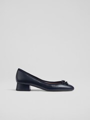 LK Bennett Navy Blue Aurelie Grosgrain Ballerina Court Shoes - Image 1 of 4