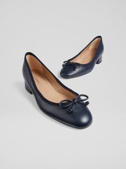 LK Bennett Navy Blue Aurelie Grosgrain Ballerina Court Shoes - Image 3 of 4