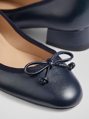 LK Bennett Navy Blue Aurelie Grosgrain Ballerina Court Shoes - Image 4 of 4