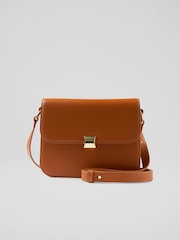 LK Bennett Tan Brown Lock Cross-Body Othelia Shoulder Bag - Image 1 of 4