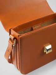 LK Bennett Tan Brown Lock Cross-Body Othelia Shoulder Bag - Image 3 of 4