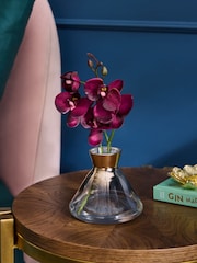 Purple Artificial Orchid In Small Glass Vase - Image 1 of 4