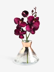 Purple Artificial Orchid In Small Glass Vase - Image 3 of 4