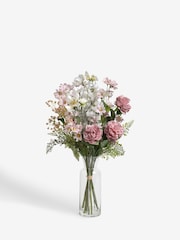 Pink/White Artifical Floral Bouquet in Glass Vase - Image 3 of 3