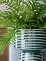 Green Artificial Fern in Ribbed Glaze Pot - Image 2 of 4