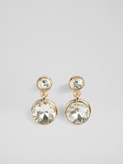 LK Bennett Brown Clear Round Crystal Drop Lulu Earrings - Image 1 of 2