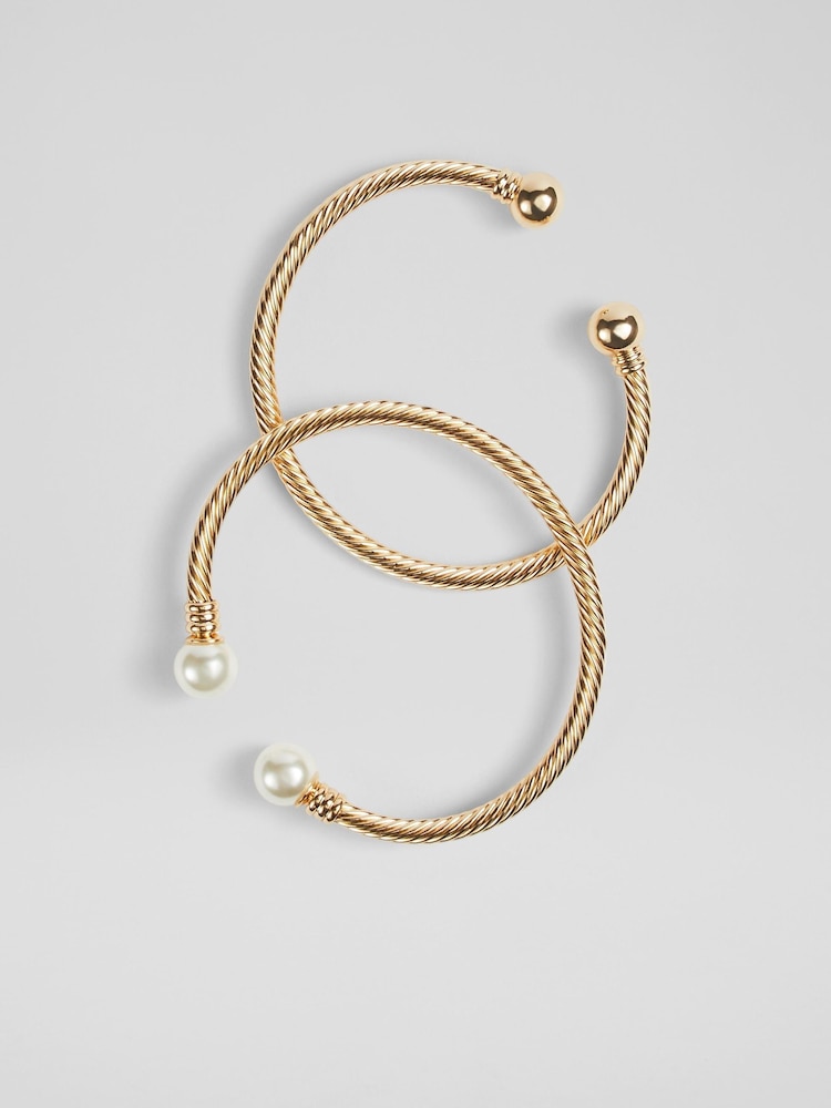 LK Bennett Gold Tone/Pearl Harper Bangle - Image 1 of 2