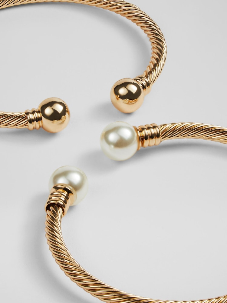 LK Bennett Gold Tone/Pearl Harper Bangle - Image 2 of 2