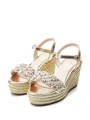 Moda in Pelle Gold Paysen Studded Woven Vamp Two Part Wedges - Image 2 of 4