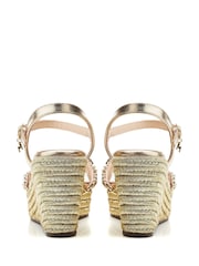 Moda in Pelle Gold Paysen Studded Woven Vamp Two Part Wedges - Image 3 of 4