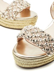 Moda in Pelle Gold Paysen Studded Woven Vamp Two Part Wedges - Image 4 of 4