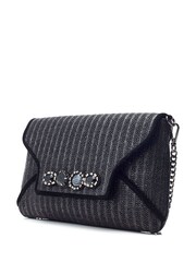 Pochette Moda in Pelle Quinn en raphia noire avec bordure de pierres - Image 2 of 4