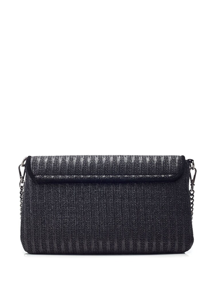 Pochette Moda in Pelle Quinn en raphia noire avec bordure de pierres - Image 3 of 4