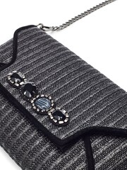 Pochette Moda in Pelle Quinn en raphia noire avec bordure de pierres - Image 4 of 4