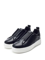 Moda in Pelle Adaline Elastic Front Wedge Black Trainers - Image 2 of 4