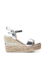 Moda in Pelle Silver Erynn Studded Woven Jute Two Part Wedges - Image 1 of 4