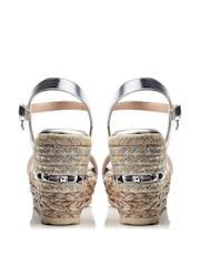 Moda in Pelle Silver Erynn Studded Woven Jute Two Part Wedges - Image 3 of 4
