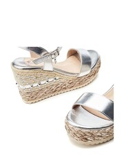 Moda in Pelle Silver Erynn Studded Woven Jute Two Part Wedges - Image 4 of 4