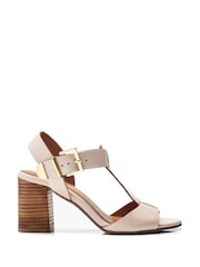 Moda in Pelle Natural Molliey T-Bar Stacked Block Sandals - Image 1 of 4