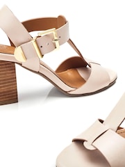 Moda in Pelle Natural Molliey T-Bar Stacked Block Sandals - Image 4 of 4