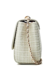 Moda in Pelle Cheryl Cross-Body Tweed White Bag With Chain Strap - Image 3 of 4