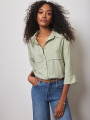 Mint Velvet Grey Green Utility Shirt - Image 1 of 7