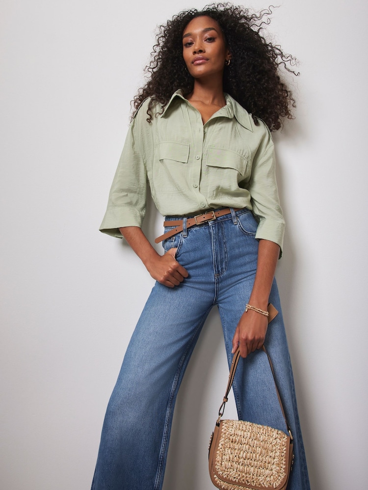 Mint Velvet Grey Green Utility Shirt - Image 2 of 7