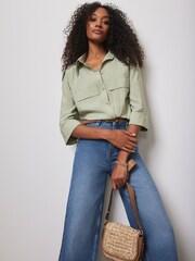 Mint Velvet Grey Green Utility Shirt - Image 3 of 7