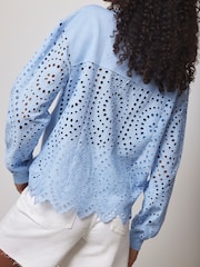 Mint Velvet Blue Broderie Sweatshirt - Image 2 of 7