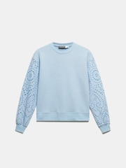 Mint Velvet Blue Broderie Sweatshirt - Image 5 of 7