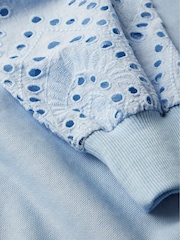 Mint Velvet Blue Broderie Sweatshirt - Image 7 of 7