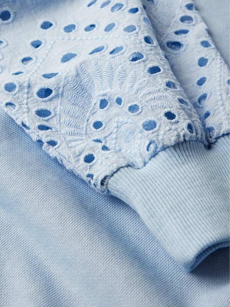 Mint Velvet Blue Broderie Sweatshirt - Image 7 of 7