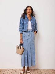 Mint Velvet Blue Denim Midi Skirt - Image 2 of 5