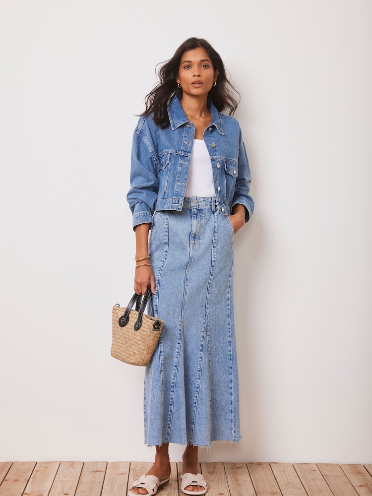 Mint Velvet Blue Denim Midi Skirt - Image 2 of 5 Mint Velvet Blue Denim Midi Skirt - Image 2 of 5